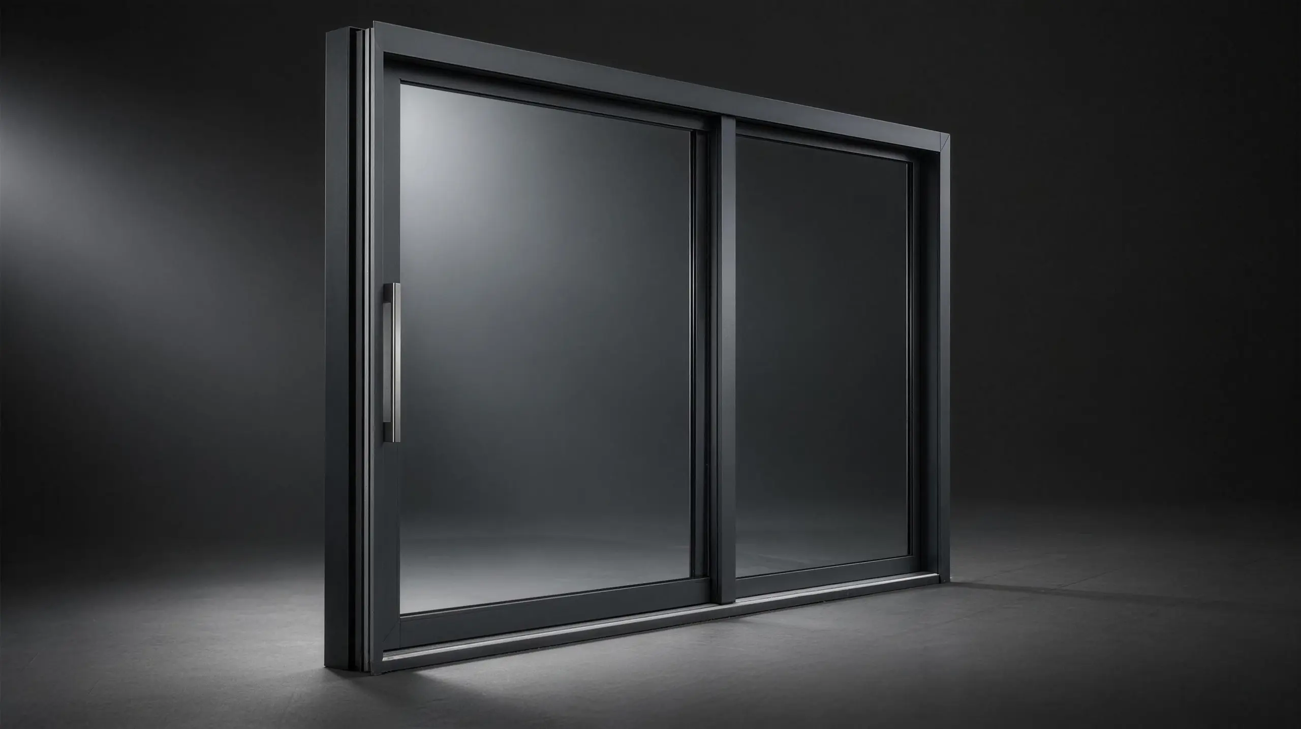Aluminium hef-schuifdeur met grote glaspartij, antracietgrijs profiel